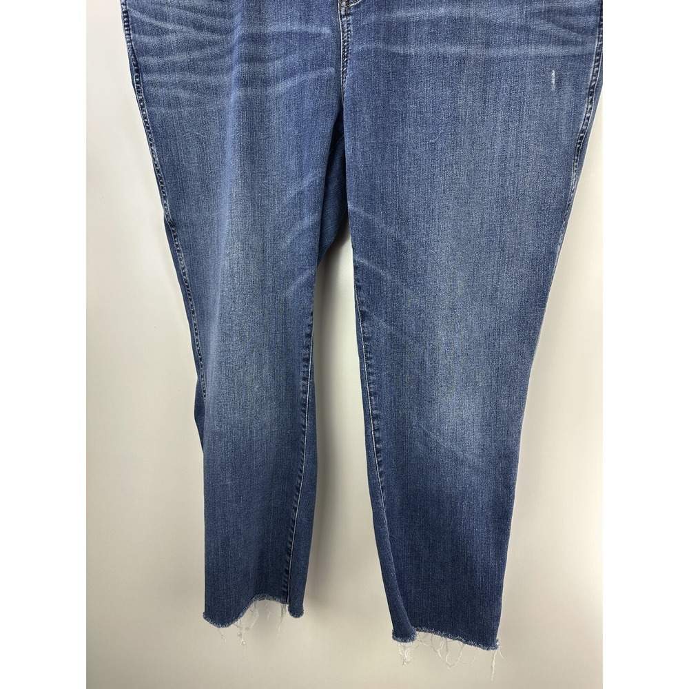J. Crew 9" Vintage Straight Jeans Distressed Button Fly Blue Denim Plus Size 36 - Picture 4 of 10